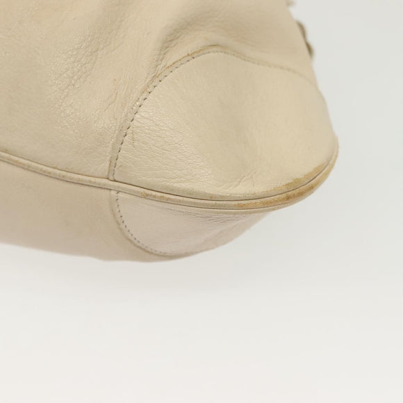 Salvatore Ferragamo Gancini Tote Bag Leather Beige Silver Auth 137424