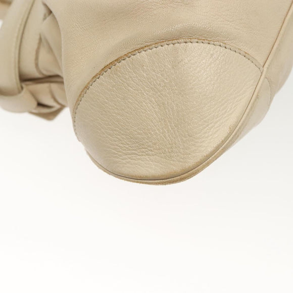 Salvatore Ferragamo Gancini Tote Bag Leather Beige Silver Auth 137424