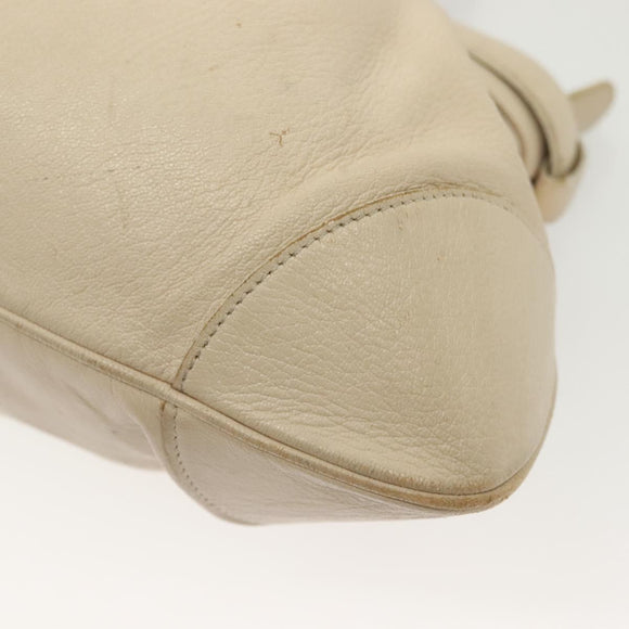 Salvatore Ferragamo Gancini Tote Bag Leather Beige Silver Auth 137424