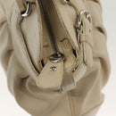 Salvatore Ferragamo Gancini Tote Bag Leather Beige Silver Auth 137424-14