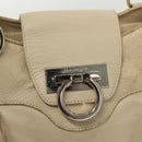 Salvatore Ferragamo Gancini Tote Bag Leather Beige Silver Auth 137424-15