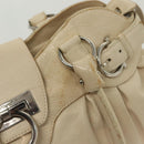 Salvatore Ferragamo Gancini Tote Bag Leather Beige Silver Auth 137424-16