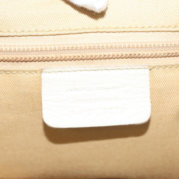 Salvatore Ferragamo Gancini Tote Bag Leather Beige Silver Auth 137424