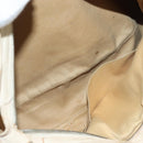 Salvatore Ferragamo Gancini Tote Bag Leather Beige Silver Auth 137424-19