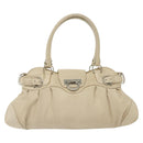Salvatore Ferragamo Gancini Tote Bag Leather Beige Silver Auth 137424-2