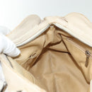 Salvatore Ferragamo Gancini Tote Bag Leather Beige Silver Auth 137424-21