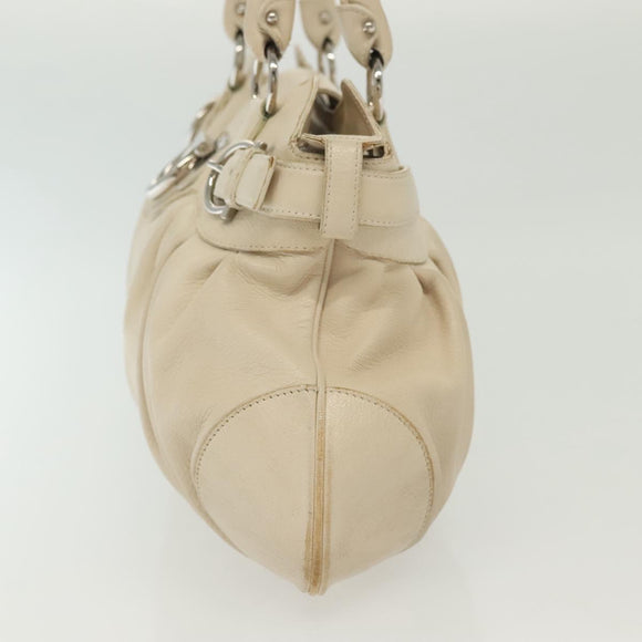 Salvatore Ferragamo Gancini Tote Bag Leather Beige Silver Auth 137424