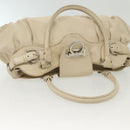 Salvatore Ferragamo Gancini Tote Bag Leather Beige Silver Auth 137424-6