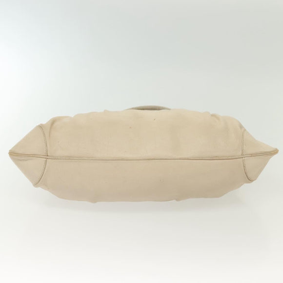 Salvatore Ferragamo Gancini Tragetasche Leder Beige Silber Original 137424