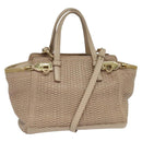 Salvatore Ferragamo Gancini Hand Bag Leather 2way Pink Gold Auth 137425-1