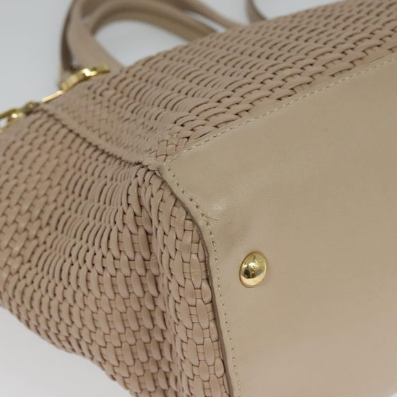 Salvatore Ferragamo Gancini Hand Bag Leather 2way Pink Gold Auth 137425