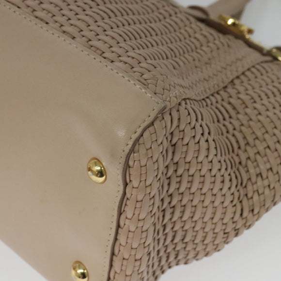 Salvatore Ferragamo Gancini Hand Bag Leather 2way Pink Gold Auth 137425