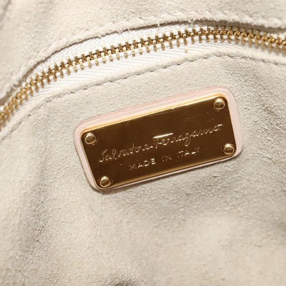 Salvatore Ferragamo Gancini Hand Bag Leather 2way Pink Gold Auth 137425