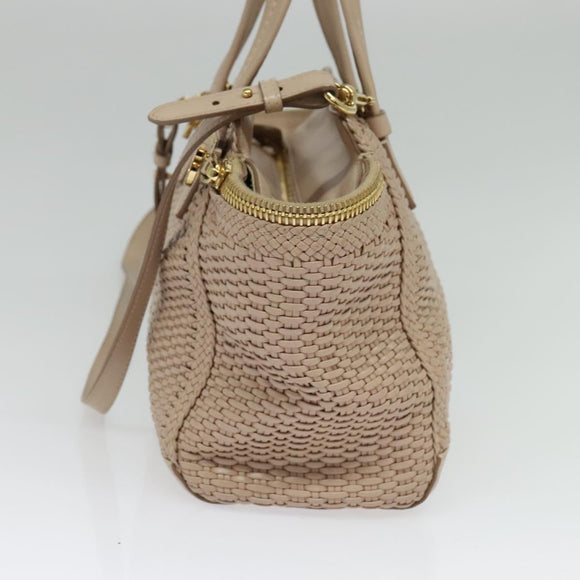 Salvatore Ferragamo Gancini Hand Bag Leather 2way Pink Gold Auth 137425