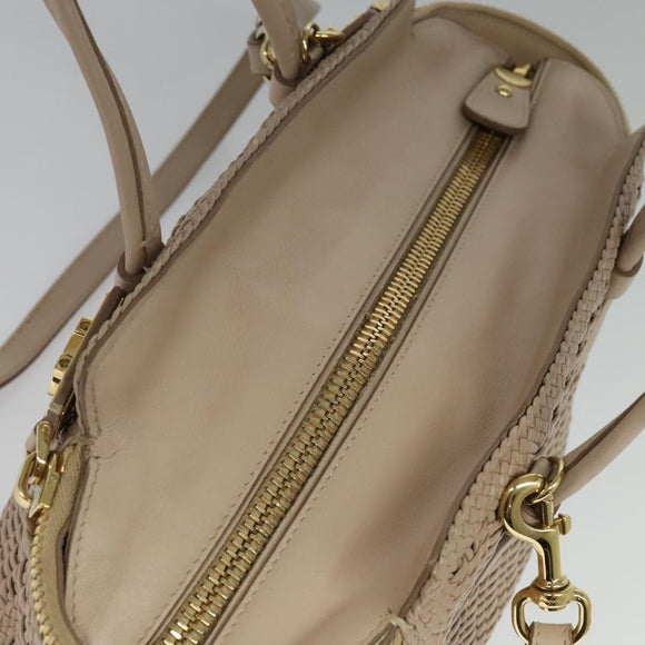 Salvatore Ferragamo Gancini Hand Bag Leather 2way Pink Gold Auth 137425