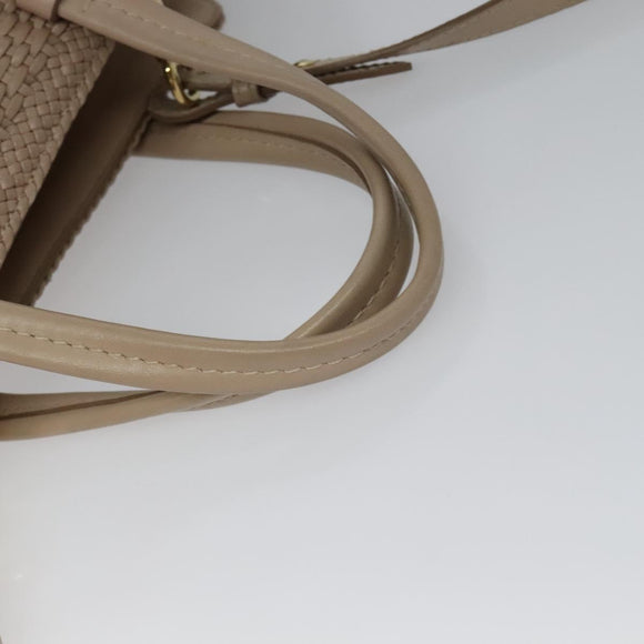 Salvatore Ferragamo Gancini Hand Bag Leather 2way Pink Gold Auth 137425