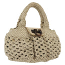 Salvatore Ferragamo Gancini Hand Bag Leather Champagne Gold Auth 137426-1