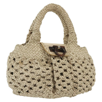 Salvatore Ferragamo Gancini Hand Bag Leather Champagne Gold Auth 137426