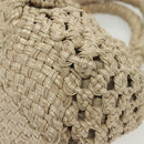 Salvatore Ferragamo Gancini Hand Bag Leather Champagne Gold Auth 137426-11