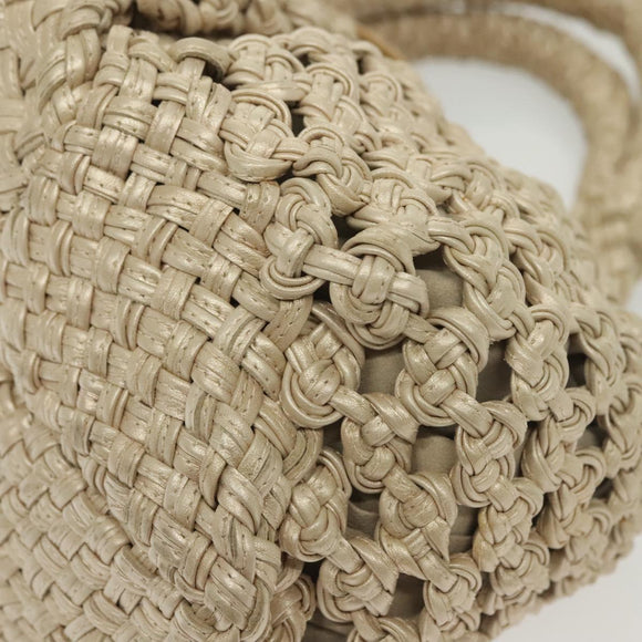 Salvatore Ferragamo Gancini Hand Bag Leather Champagne Gold Auth 137426