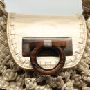 Salvatore Ferragamo Gancini Hand Bag Leather Champagne Gold Auth 137426-14