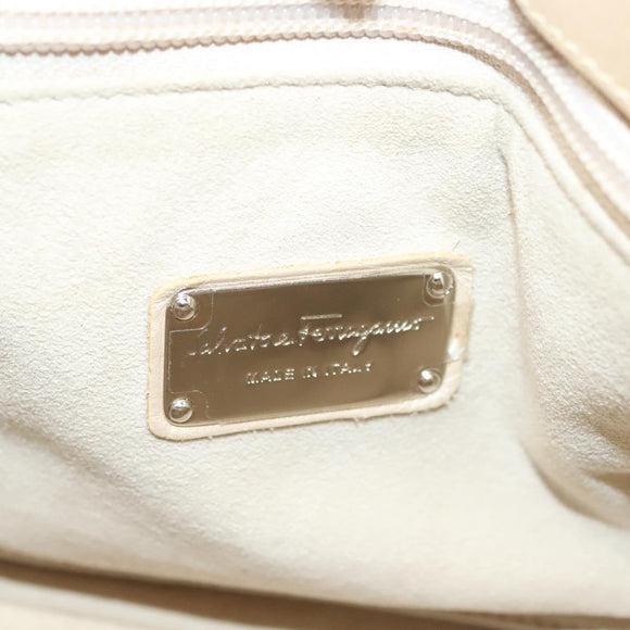 Salvatore Ferragamo Gancini Hand Bag Leather Champagne Gold Auth 137426