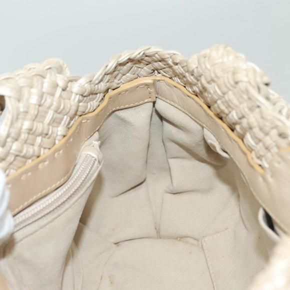 Salvatore Ferragamo Gancini Hand Bag Leather Champagne Gold Auth 137426