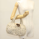 Salvatore Ferragamo Gancini Hand Bag Leather Champagne Gold Auth 137426-21