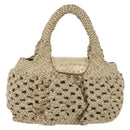 Salvatore Ferragamo Gancini Hand Bag Leather Champagne Gold Auth 137426-3