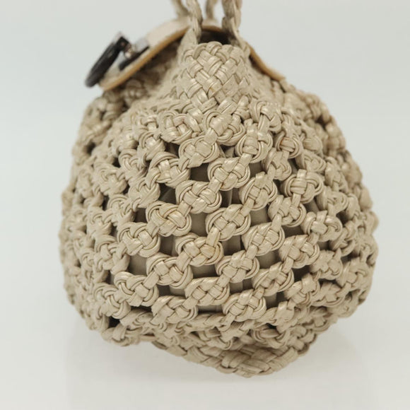 Salvatore Ferragamo Gancini Hand Bag Leather Champagne Gold Auth 137426