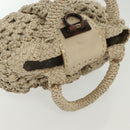 Salvatore Ferragamo Gancini Hand Bag Leather Champagne Gold Auth 137426-6