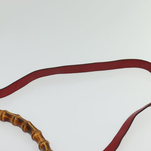 GUCCI Bamboo Hand Bag Leather 2way Red Gold 282315 Auth 137429