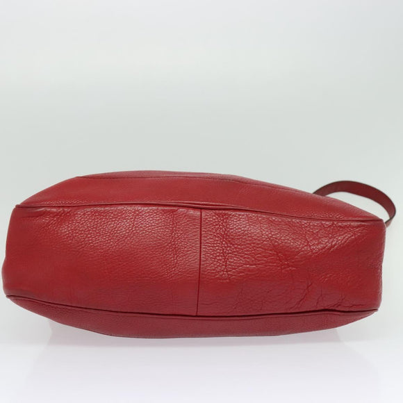 GUCCI Bamboo Hand Bag Leather 2way Red Gold 282315 Auth 137429