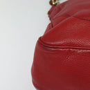 GUCCI Bamboo Hand Bag Leather 2way Red Gold 282315 Auth 137429-12