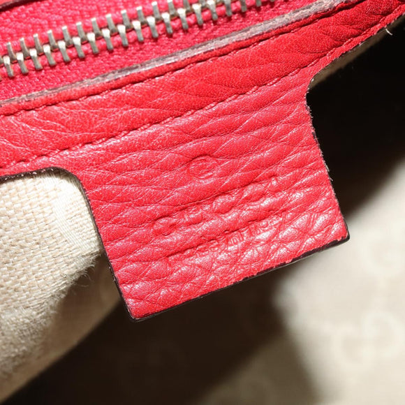 GUCCI Bamboo Hand Bag Leather 2way Red Gold 282315 Auth 137429