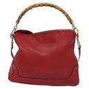 GUCCI Bamboo Hand Bag Leather 2way Red Gold 282315 Auth 137429-2