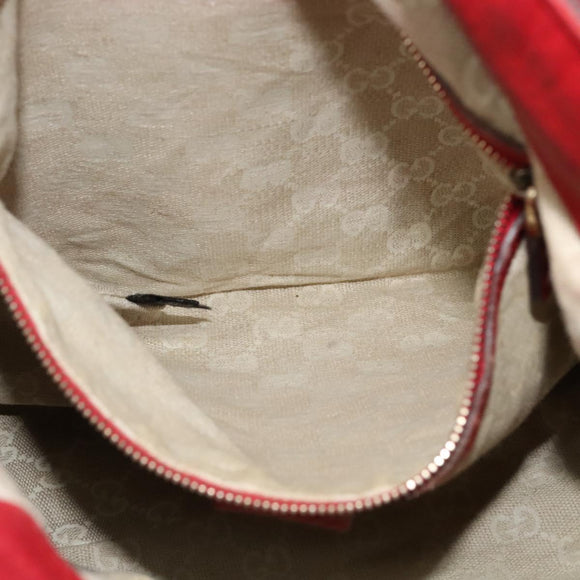 GUCCI Bamboo Hand Bag Leather 2way Red Gold 282315 Auth 137429