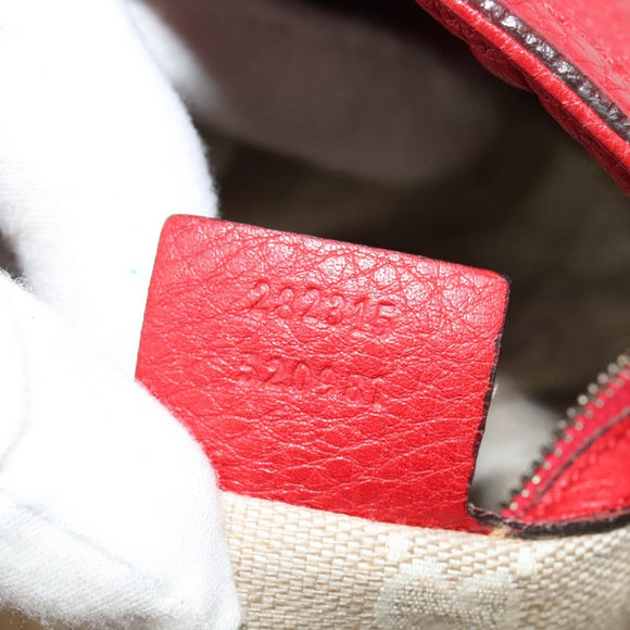 GUCCI Bamboo Hand Bag Leather 2way Red Gold 282315 Auth 137429