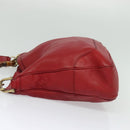 GUCCI Bamboo Hand Bag Leather 2way Red Gold 282315 Auth 137429-4