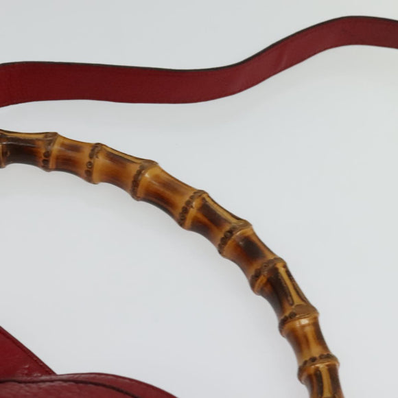 GUCCI Bamboo Hand Bag Leather 2way Red Gold 282315 Auth 137429