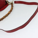 GUCCI Bamboo Hand Bag Leather 2way Red Gold 282315 Auth 137429-9