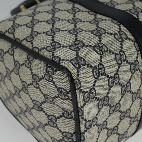 GUCCI GG Supreme Sherry Line Boston Bag PVC Navy Gold 24 012 3842 Auth 137431