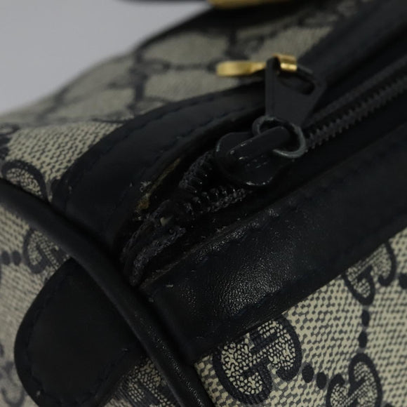 GUCCI GG Supreme Sherry Line Boston Bag PVC Navy Gold 24 012 3842 Auth 137431