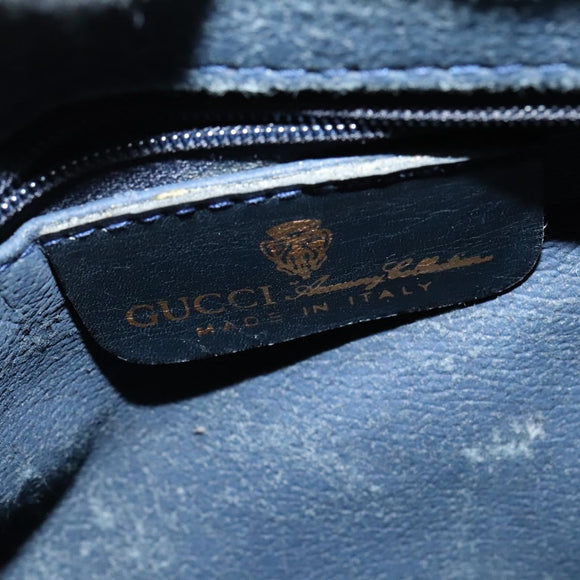 GUCCI GG Supreme Sherry Line Boston Bag PVC Navy Gold 24 012 3842 Auth 137431