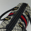 GUCCI GG Supreme Sherry Line Boston Bag PVC Navy Gold 24 012 3842 Auth 137431-6