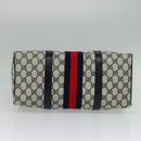 GUCCI GG Supreme Sherry Line Boston Bag PVC Navy Gold 24 012 3842 Auth 137431-5