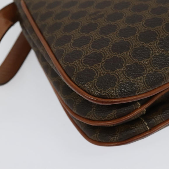 CELINE Macadam Canvas Shoulder Bag PVC Leather Brown Gold Auth 137434