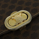 CELINE Macadam Canvas Shoulder Bag PVC Leather Brown Gold Auth 137434-17