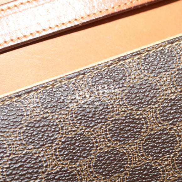 CELINE Macadam Canvas Shoulder Bag PVC Leather Brown Gold Auth 137434