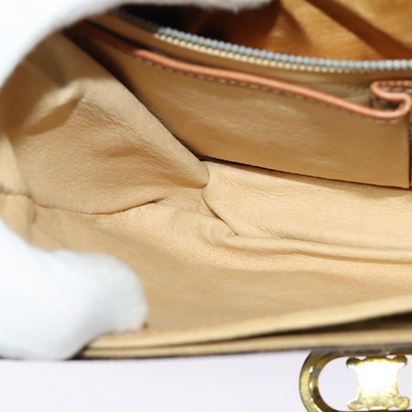 CELINE Macadam Canvas Shoulder Bag PVC Leather Brown Gold Auth 137434